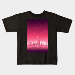 Vaporwave city minimalist art Kids T-Shirt